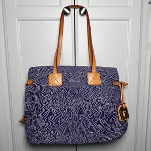 Dooney & Bourke Purple Doodle Print Canvas Tote Shoulder Bag Pink Interior